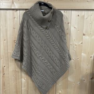 Anna & Ava Taupe Cable Knit Poncho